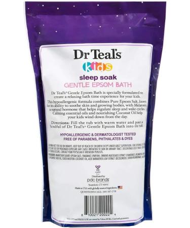 Dr. Teal's Kids' Gentle Sleep Soak - 2 Pack, 2lbs Each - Coconut & Essential Oils - Epsom Salt & Melatonin - Stress Relief - Hypoallergenic & Paraben Free - Buy Online on SooperMarket.com