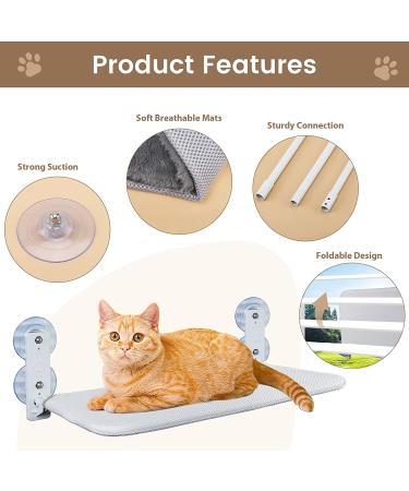 Cat Window Perch Hammock Seat with Metal Frame | Suction Cup Mount | 2 Covers | 35lb Capacity | Medium Size 11.8x20.5in | Indoor Cat Window Bed - Buy Online on SooperMarket.com