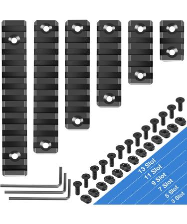 FANGOSS Mloc Picatinny Rails Set - 6 Pack with 3, 5, 7, 9, 11, 13 Slot Aluminum Sections - Includes 13 T-Nuts, Screws, and Allen Wrench - Buy Online on SooperMarket.com