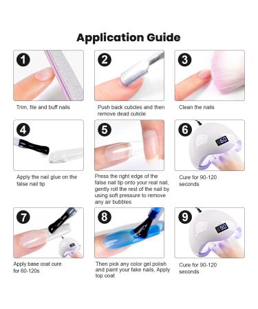 RARJSM Translucent Neon Jelly Gel Nail Polish Set - 6 Colors with Long Fake Nails in Gift Package - Buy Online on SooperMarket.com
