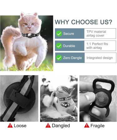 Reflective Airtag Cat Neck Band - Adjustable GPS Collar for Cats & Puppies | Jiarui Black 9-13 Inch (23-33cm) - Buy Online on SooperMarket.com