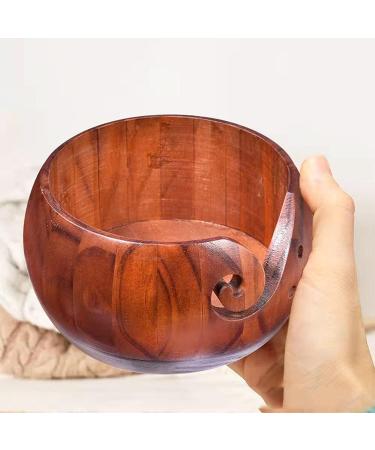 Wooden Yarn Bowl for Knitting and Crocheting - Yarn Storage Organizer with Holes - Mother's Gift Idea - 5.9 x 3.1 Inch - Buy Online on SooperMarket.com