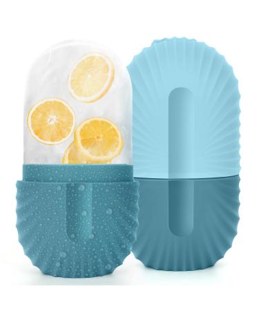Ice Roller for Face Silicone Ice Face Roller Cube Design for Facial Beauty and Skin Care Brightens and Enhances Natural Glow Blue