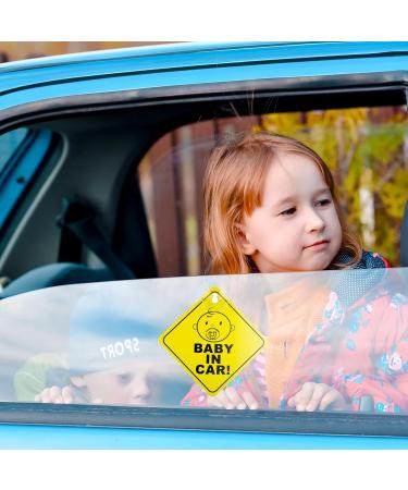 Bewudy 2 PCS Baby on Board Car Warning Sign - Reusable Yellow Baby in Car Sticker with Suction Cups - Buy Online on SooperMarket.com