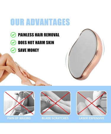 Crystal Hair Eraser - Painless Exfoliation Hair Remover for Men & Women | Fast & Easy Hair Removal Tool for Arms, Legs, Back, Chest | Soft, Smooth, Silky Skin | Rose Gold - Buy Online on SooperMarket.com