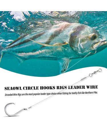 SEAOWL Saltwater Steel Circle Hook Rigs 24pcs 5/0-12-45lb - Octopus Offset Fishing Hooks Leader Wire for Catfish Bass - Buy Online on SooperMarket.com