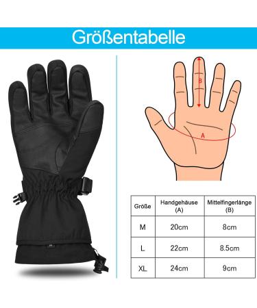 Yobenki Ski Gloves - Warm 3M Thinsulate Snowboard Gloves for Men with Touchscreen | Winter Outdoor Gear (-34 /-30 ) - Anti-Rolling Black L - Buy Online on SooperMarket.com
