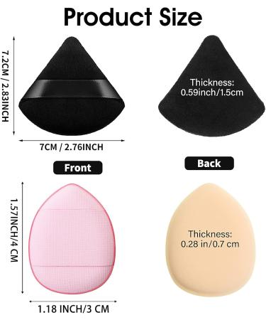 Velour Triangle Powder Puff Set with Mini Finger Makeup Sponges - 4 Pieces for Mineral Powder and Body Foundation - Buy Online on SooperMarket.com