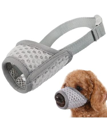 Dog muzzle Breathable muzzle for XXS to XXL Dogs Chihuahua Beagle and Golden Retriever adjustable pet muzzle for biting and chewing enables beating and drinking gray XS