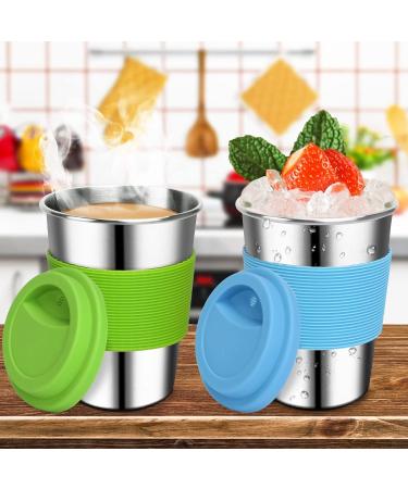 Rommeka 12oz Stainless Steel Kids Cups 5 Pack - Colorful Drinking Tumbler with Silicone Lids and Straws for Toddlers, Children, and Adults - Buy Online on SooperMarket.com