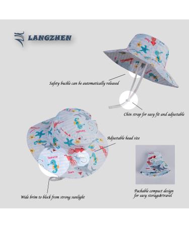 LANGZHEN Octopus Beach Sun Hat for Baby Girls | Adjustable Wide Brim Toddler Kids Summer Play Hat 6-12 Months - Buy Online on SooperMarket.com