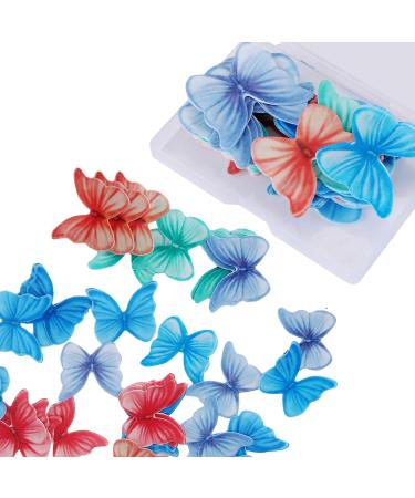48Pcs Edible Wafer Paper Butterflies Cupcake Topper Cake Decorations Mix Edible Rice Paper Paper Cake Dessert Toppers Party Cake Decorations for Birthday Party Baby Shower Wedding Mix a