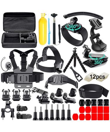 Appolab 61 in 1 Action Camera Accessories Kit for AKASO EK7000 GoPro Hero 11 10 9 8 7 6 5 4 Hero Session Gopro Max Insta360 Xiaomi Yi DJI AKASO Campark Action Camera (61 in 1)