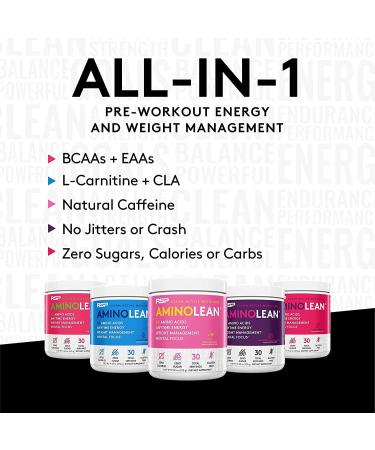AminoLean Pre Workout Powder - Energy Boost & Weight Management with BCAA Amino Acids, Natural Caffeine - 30 Servings - Buy Online on SooperMarket.com