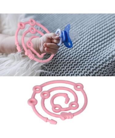 Topincn Pink Silicone Pacifier Clips Adjustable Baby Bottle Straps & Toy Seat Belts - Stretchy Bite Ring Dishwear for Strollers - Buy Online on SooperMarket.com