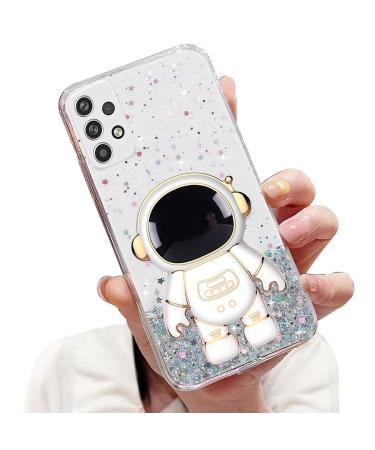 Tivenfezk Nadoli for Samsung Galaxy A72 4G/5G astronaut Hidden Stand Shell caricature glitter stand soft silicone bling transparent protective cover samsung galaxy a72 4g/5g