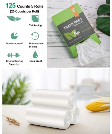 1.2 Gallon Compostable Trash Bags - Small Strong Garbage Bags for Bathroom, Office, Kitchen - Fits 4.5-5 Liter Cans - White Compost Bags - Buy Online on SooperMarket.com