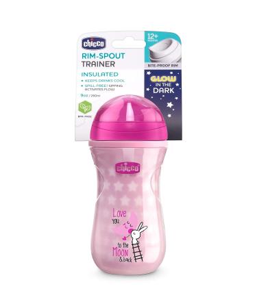 Chicco Glow In The Dark Insulated Rim Spout Trainer Sippy Cup 9oz Pink - Spill Free, 12m+ (1pk) - Buy Online on SooperMarket.com
