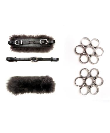 PS Horse Article Set Bitless Bridle Flower Silver - Real Sheepskin Brown with Silver Fitting