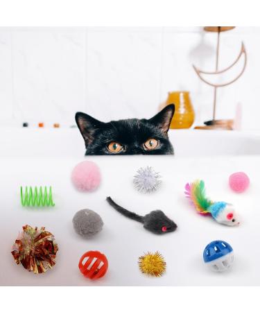 QUOZUO 31 pcs Cat Toys Variety Pack for Kitty 2 Way Tunnel Cat Feather Teaser Cat mouse Toy Cat Crinkle Balls Cat Balls with Bell Catnip Toys for Indoor Cats Kittens Toys - Buy Online on SooperMarket.com
