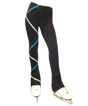 Ice Fire Criss Cross Fleece Figure Skating Pants Silver/Turquoise 10-12 Years