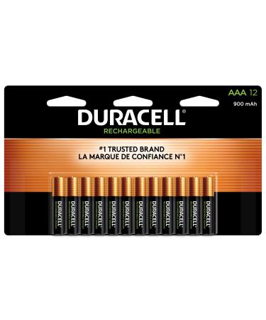 Duracell Rechargeable AAA Batteries 12 Count Pack Triple A Battery for Long-lasting Power All-Purpose Pre-Charged Battery for Household and Business Devices