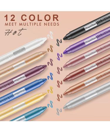 Skynest Eye Pencil Set - 12 Pcs Eyeshadow & Eyeliner | Matte, Shimmer, Metallic | Long Lasting, High-Impact | Multi-Dimensional Makeup Kit - Buy Online on SooperMarket.com