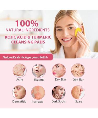 Turmeric Kojic Acid Pads 80 Pads Turmeric Cleansing Pads for Face Help Balance Skin Fat and Water Gentle and Non-Irritating - Buy Online on SooperMarket.com