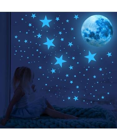 Glow in the Dark Stars and Moon Wall Decals - Kids Ceiling Stars for Nursery, Bedroom, Living Room - Buy Online on SooperMarket.com