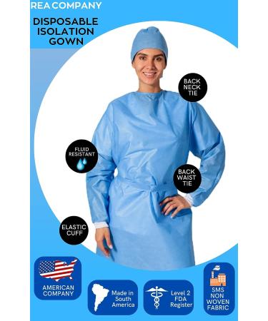 REA COMPANY Bundle - 5 Isolation Gowns, 5 Shoe Covers Pairs, 5 Bouffant Caps - Disposable PPE Gowns - American Company - Hospital Medical Gowns - Unisex - One Size Fits All - Buy Online on SooperMarket.com