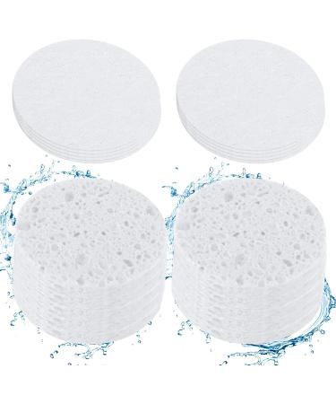WLLHYF 20 Pack Compressed Facial Sponges - Natural Cellulose, Professional Spa Sponges for Face Cleansing and Makeup Removal - Buy Online on SooperMarket.com
