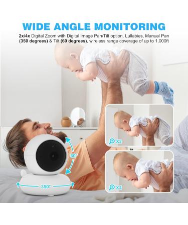 MYPIN 4.3 Full HD Video Baby Monitor with Camera, Night Vision, Temperature Sensor, Two-Way Audio & Lullabies - TYPE-C HS0357 - Buy Online on SooperMarket.com