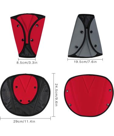 Hysagtek 2Pcs Seat Belt Adjusters - Red + Grey Seat Belt Safety Covers for Enhanced Comfort and Protection - Buy Online on SooperMarket.com
