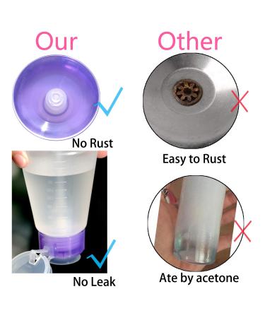 2 Pack Acetone Lockable Alcohol Pump Dispensers 180ml - Easy One-Touch Dispensing for Nail Polish, Makeup Remover, Toner - Empty Bottles - Buy Online on SooperMarket.com