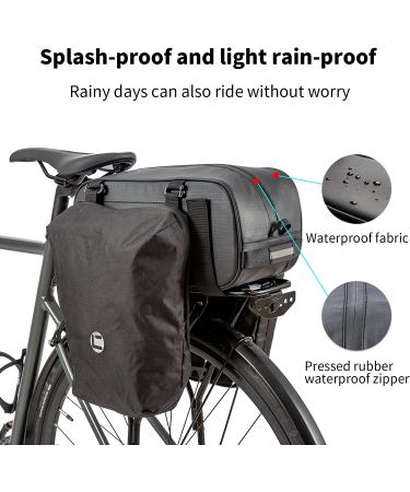 HuiJuKeJi Bike Trunk Bag - 23.5L Storage Pannier Saddle Bag with Reflective Strips | Waterproof Rear Cargo Rack | Expandable Luggage for Cycling - Buy Online on SooperMarket.com