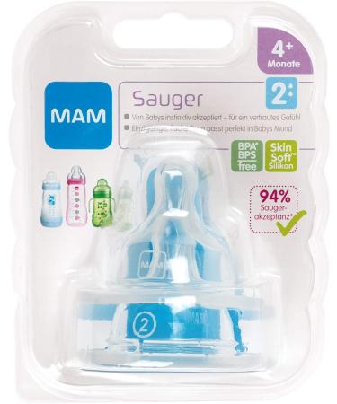 Set of 2 MAM Size 2 Anti Colic Baby Bottle Teats 4+ Months - Transparent, 2 Count - Buy Online on SooperMarket.com