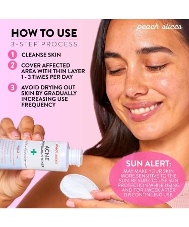 Peach Slices Acne Exfoliating Toner - 2% Salicylic Acid, AHA+BHA Exfoliation - Calming, Breakout Prevention - Alcohol & Sulfate Free - 4 Oz - Buy Online on SooperMarket.com