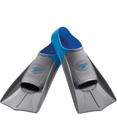 Speedo Unisex Swim Training Fins Rubber Short Blade Medium (6/7) Blue/Grey