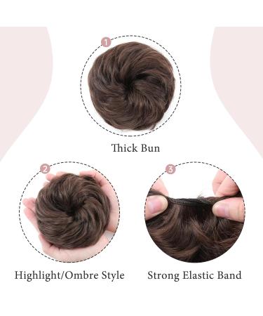 Buy Premium Hair Extensions for Updos | Voluminous Hair Ties in Dark & Light Brown - 45g - Buy Online on SooperMarket.com