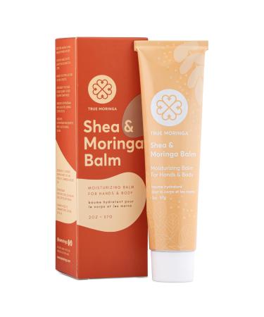 True Moringa Shea & Moringa Balm | Scar and Stretch Mark Repair | Intensive Hydrating Dry Skin Cream for Hands and Body | For Rough Dry & Sensitive Skin Unscented Fragrance Free | 2oz.