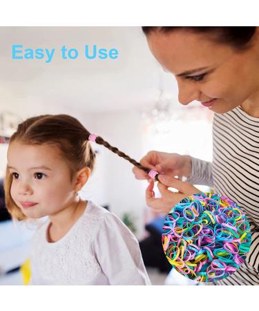 2000 PCS Mini Rubber Bands for Hair with Colorful Elastics - Kids & Baby Hair Ties Set with Topsy Tail Tools | YLYL Multicolor - Buy Online on SooperMarket.com
