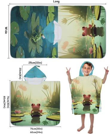 Aiorber Children's Bathing Poncho with Hood | 76x76cm Microfiber Towel | Ultra Soft & Absorbent Beach & Shower Towel | Perfect for Kids Ages 5-10 - Green Design - Buy Online on SooperMarket.com
