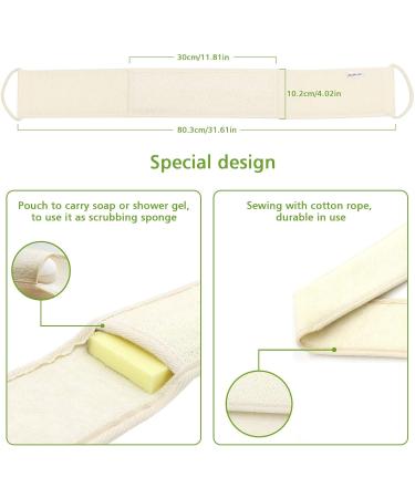 Exfoliating Loofah Back Scrubber for Bath | Long Shower Luffa Sponge with Soap Pocket | Natural Body Scratcher for Men & Women - Buy Online on SooperMarket.com