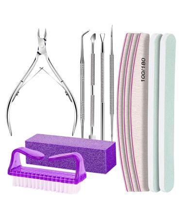 iFCOW Nail Forms for Builder Gel Nail Buffer and File Polishing Files Cuticle Nippers Pusher Peeler Toenail File Lifter Brush for Manicure Medium 1.0