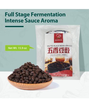 Soeos Chinese Douchi Fermented Black Beans 15.94 Oz (452g) - 2 Packs (226g Each) - Buy Online on SooperMarket.com