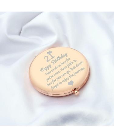 BNQL 21st Birthday Gifts Mirror - Happy 21 Birthday Pocket Makeup Mirror (Rose Gold) - Buy Online on SooperMarket.com
