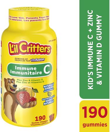 L'IL CRITTERS Immune C Plus Zinc Gummy Vitamins Naturally Sourced Colours & Flavours 190 Count - Buy Online on SooperMarket.com