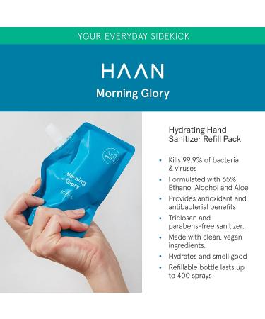 HAAN Hydrating Hand Sanitizer with Aloe Vera Refill - 3.4 floz | Moisturizing Fresh Morning Glory Scent - Buy Online on SooperMarket.com