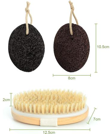 2 Pcs Pumice Stone Dead Hard Skin Callus Remover for Feet/Hands/Body 2 Different Coarse Levels Foot Scrubber Stone with Dry Bath Brush - Buy Online on SooperMarket.com