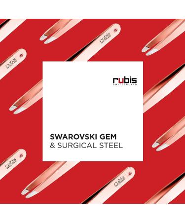 Rubis Classic Stainless Steel Slanted Tweezers with Real Ruby | Luxury Collection 1K103REDRU - Red Gold - Buy Online on SooperMarket.com